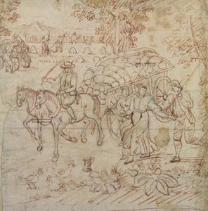 Landschap met oogsters die naar huis terugkeren, c.1595-1605