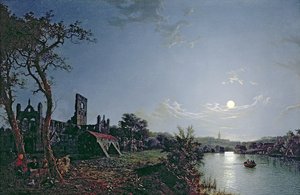 Ochtend met uitzicht op Kirkstall Abbey door Henry Pether