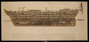 Sectie van een eersteklas, eersteklas linieschip van 131 kanonnen, met schroefpropeller en hulppower Royal Albert door Henry Pickering