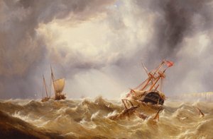 Ontmast in een Storm voor de Kust van Kent door Henry Redmore
