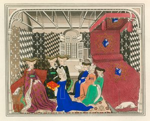 Christine de Pisan presenteert haar boek aan de koningin van Frankrijk, begin 15e eeuw door Henry Shaw