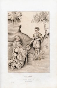 Lydgate presenteert zijn boek aan de Graaf van Salisbury, 1426 door Henry Shaw