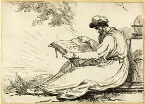 Oosterling met een baard, lezend een boek door Henry Singleton
