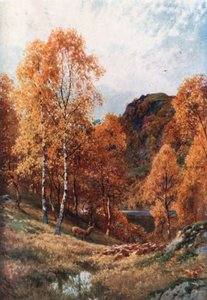 Gouden herfst, de Trossachs, Perthshire (kleurenlitho)