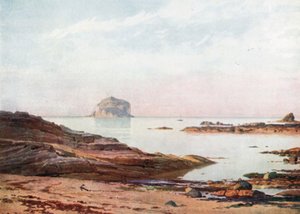 De Bass Rock - Een rustige avond (kleurenlitho) door Henry Sutton Palmer