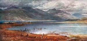 De Morven Hills vanaf Appin, Argyllshire (kleurenlitho)