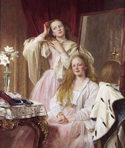 Emma en Federica Bankes van Soughton Hall, door Henry Tanworth Wells