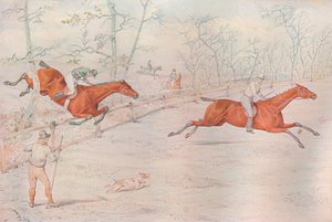 Een steeplechase: Over een sterke stierenhek. Neergehaald voor honderd!, 1927 door Henry Thomas Alken