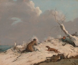 Eendenjacht in de winter door Henry Thomas Alken