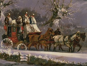 Londen naar Dover koets in de sneeuw door Henry Thomas Alken