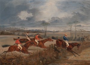 Scènes van een steeplechase: Een haag nemen door Henry Thomas Alken