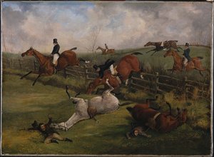 De Grand Leicestershire Steeplechase, 12 maart 1829: Een rijke scène zoals geen ander land kan tonen door Henry Thomas Alken