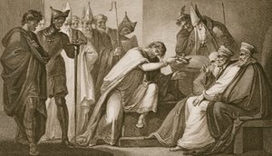 Edward II doet afstand van zijn kroon, gegraveerd door Schiavonelli, illustratie uit David Hume
