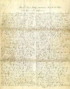 Brief ondertekend Henry [Henry Voelkner], Brush Creek Valley, Arkansas, aan zijn ouders, broers en zussen, 18 maart 1862