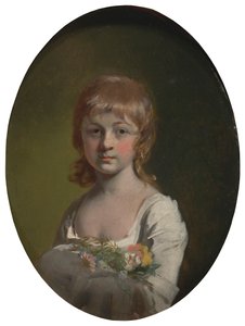 Meisje met een boeket bloemen door Henry Walton