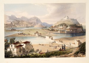 San Sebastian, uit Schetsen van landschap in de Baskische provincies van Spanje, met een selectie van nationale muziek, uitgegeven 1838 (handgekleurde gravure)