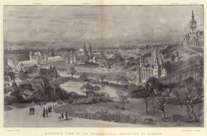 Vogelvlucht van de Internationale Tentoonstelling in Glasgow door Henry William Brewer