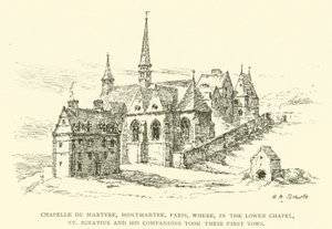 Chapelle du Martyre, Montmartre, Parijs, waar St. Ignatius en zijn metgezellen hun eerste geloften aflegden (gravure)