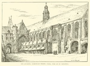 Les Jacobins, Dominicaner Priorij, Parijs, tijd van St. Ignatius (gravure) door Henry William Brewer