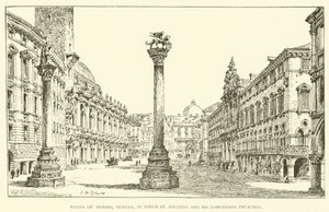 Piazza dei Signori, Vicenza, waar St. Ignatius en zijn metgezellen predikten (gravure)