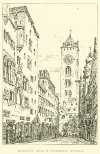 Rath-Haus, scène van conferentie, Ratisbon door Henry William Brewer