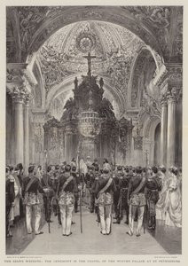 Het Huwelijk van de Tsaar, de Ceremonie in de Kapel van het Winterpaleis in Sint-Petersburg