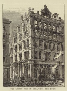 De recente brand in Cheapside, de ruïnes door Henry William Brewer