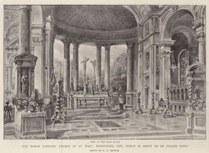 De rooms-katholieke kerk van St. Mary, Moorfields, City, die op het punt staat te worden afgebroken door Henry William Brewer