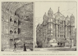 Het Royal English Opera House in Cambridge Circus, te openen op zaterdag 31 januari door Henry William Brewer