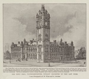 Het stadhuis van Pietermaritzburg, volledig verwoest door brand vorige week door Henry William Brewer