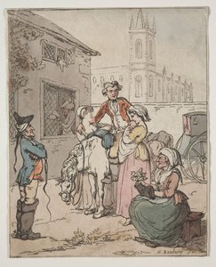 Scène buiten een herberg