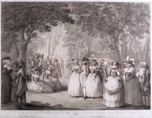 De Tuinen van Carlton House met Napolitaanse Balladzangers, gegraveerd door William Dickinson, 1784 door Henry William Bunbury