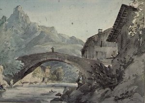 Brug bij Sallanches en de Aiguille de Varens