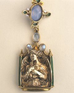 (detail) van dubbelzijdige hanger, ca. 1907-10 door Henry Wilson