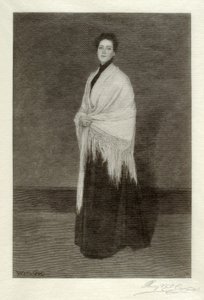 Dame met witte sjaal door Henry Wolf