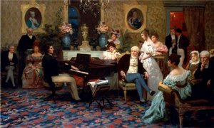 Chopin speelt piano in de salon van prins Radziwill, 1887