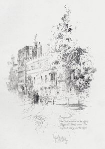 Brasenose College, Oxford, met de kamer van de Engelse geestelijke en schrijver Reginald Heber door Herbert (after) Railton