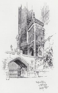 Brug en portiek naar de Middle Temple Library door Herbert (after) Railton