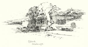 Chatsworth, Derbyshire, in 1775 door Herbert (after) Railton