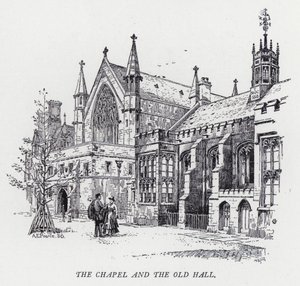 De Kapel en de Oude Hal (gravure) door Herbert (after) Railton