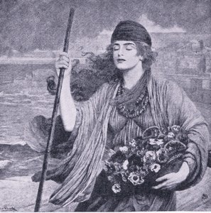 Nydia het blinde meisje van Pompeii, illustratie uit De Wereldbibliotheek van Beste Boeken, ca. 1940 door Herbert Gustave Schmalz