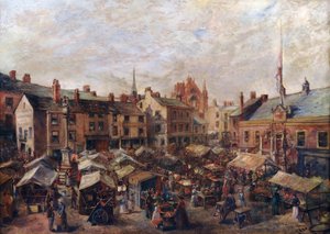 Carlisle Marktplein voor het Oude Stadhuis, 1870-80