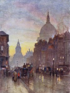 Cannon Street, Zomeravond (kleur litho) door Herbert Menzies (after) Marshall