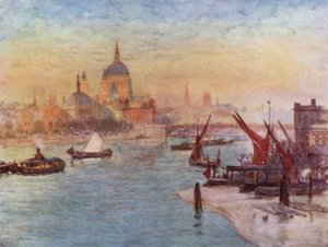 Uitzicht vanaf Waterloo Bridge door Herbert Menzies (after) Marshall