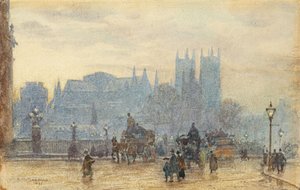 Westminster Abbey vanaf Westminster Bridge 1892