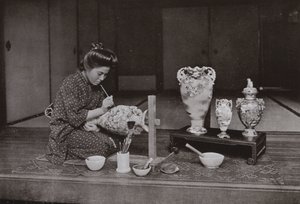 Een pottenbakker (zwart-wit foto) door Herbert Ponting