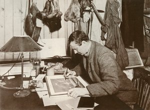 Dr. Wilson Werkt aan de Schets die op P. 258 wordt Gegeven door Herbert Ponting
