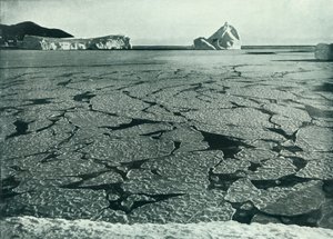 Pannenkoekijs dat zich vormt tot schotsen bij Kaap Evans, c1910-1913, 1913