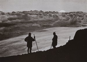 Zonsondergang vanaf de top van Fuji door Herbert Ponting
