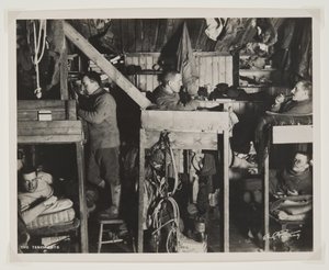 De huurkazernes tijdens de Terra Nova-expeditie (1910-13) naar de Zuidpool